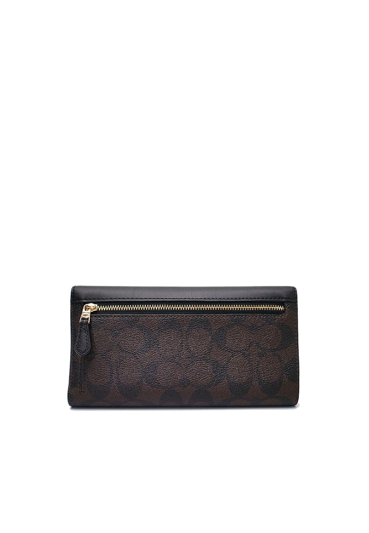 Coach Signature Slim C5966 Slim Trifold Wallet In Brown Black