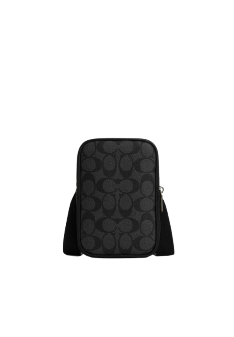 Coach Aden Crossbody Bag Signature Canvas In Charcoal Black CO912