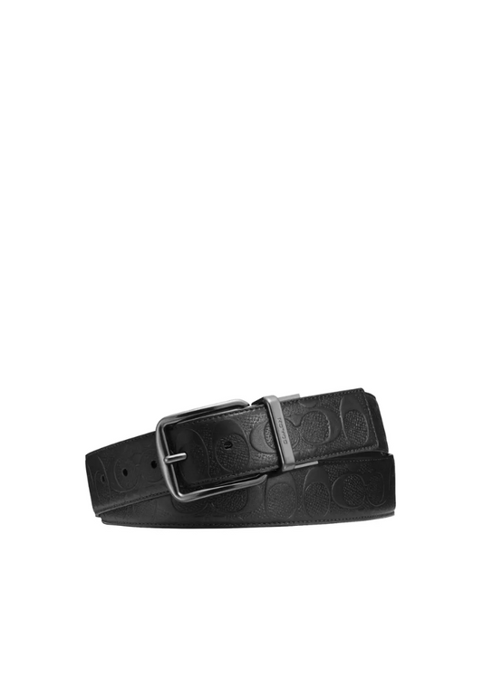 Coach Harness Buckle Cut To Size Reversible Belt In Black CQ024