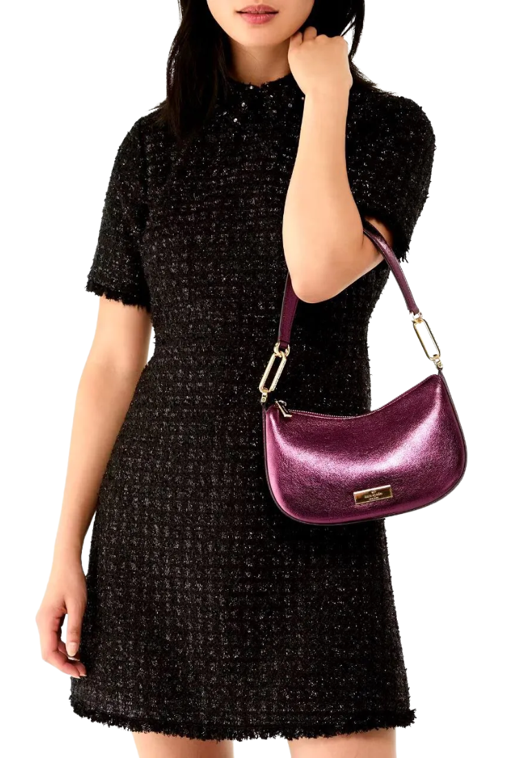 Kate Spade Nina Metallic Shoulder Bag In Dark Raspberry KI947