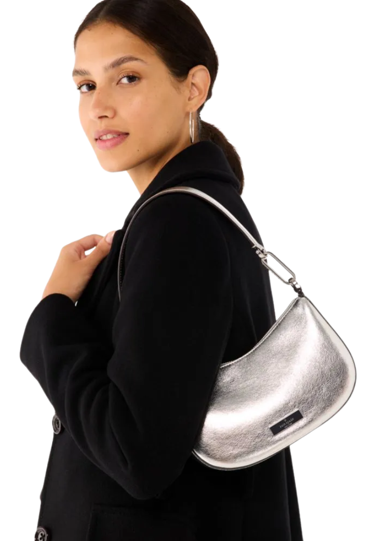 Kate Spade Nina Metallic Shoulder Bag In Silver KI947