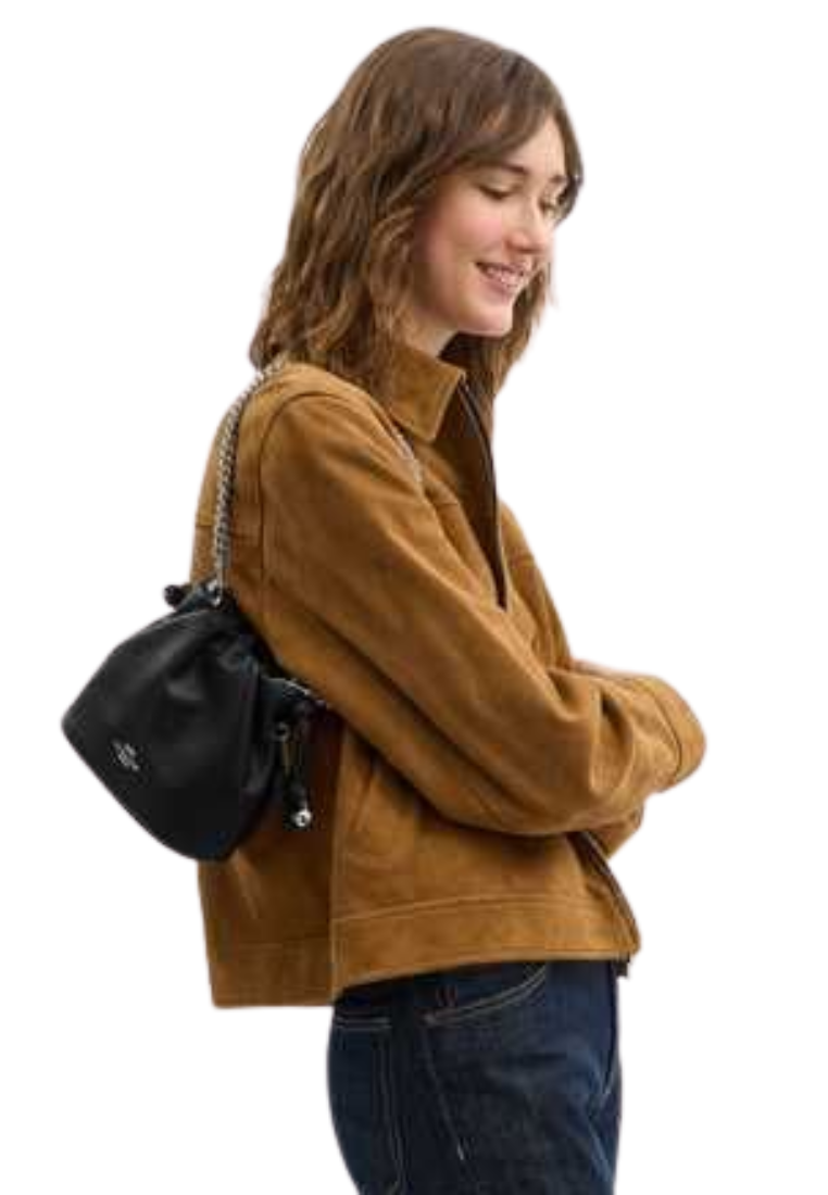 Coach Faye Drawstring Crossbody Bag Mini In Silver Black CDB67