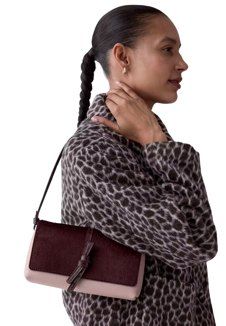 ( PREORDER ) Kate Spade Loop Haircalf Small Flap Shoulder Bag In Blackberry Jam Multi KP449
