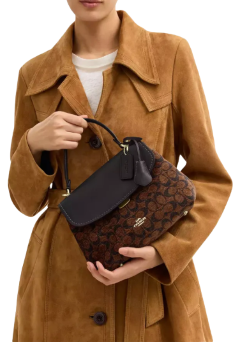 Coach Emory Shoulder Bag In Signature Chenille In Gold Truffle CDB08