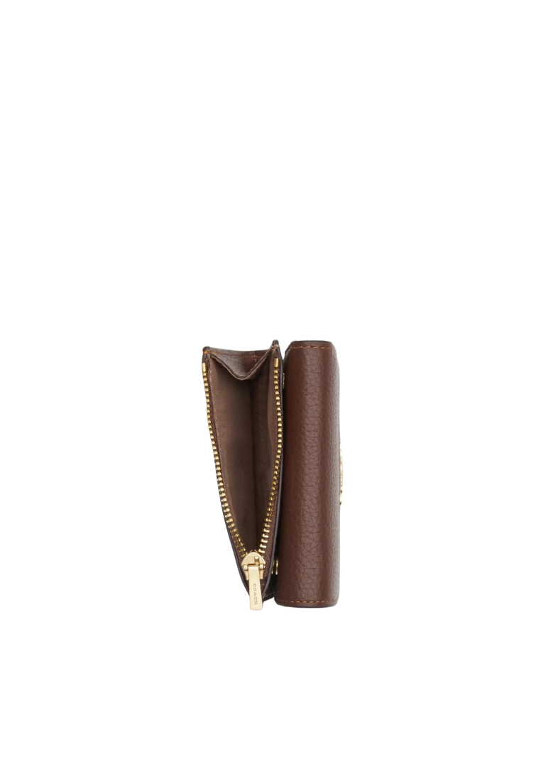 Coach Card Holder Wallet Signature Canvas In Tan Brown CZ034