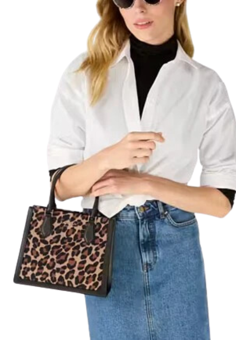 Kate Spade Ellie Spotted Leopard Canvas Small Tote Bag In Brown Multi KH455