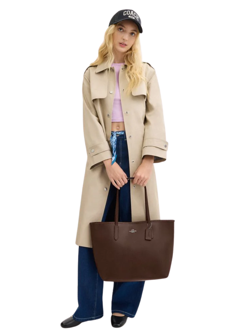 ( AS IS ) Coach City Tote Bag In Maple CR111