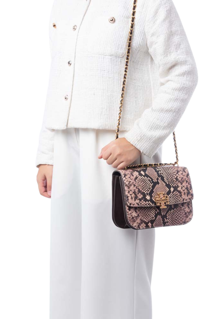 Tory Burch Britten Snake Embossed Shoulder Bag In Shell Pink 162840
