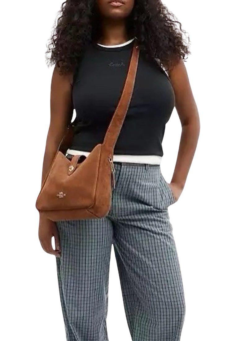 Coach Hadley Suede Mini Crossbody Bag In Clay CDB00