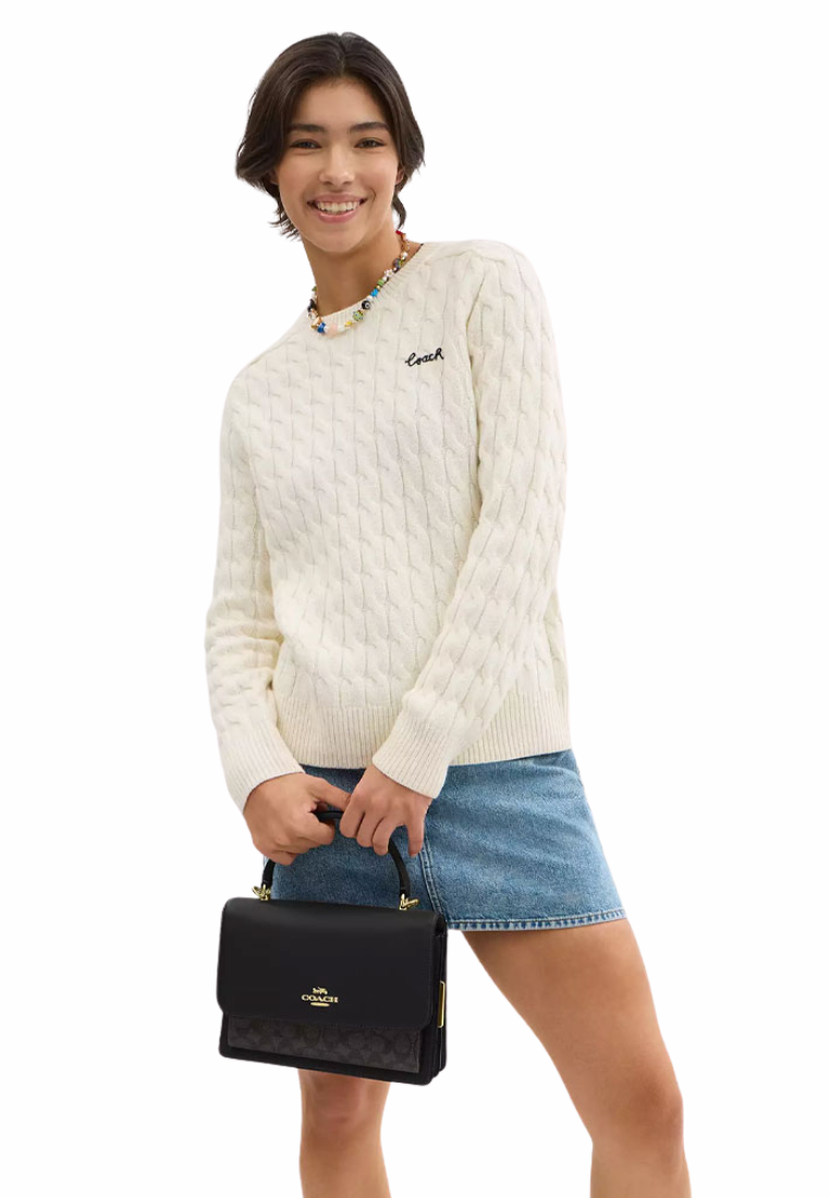 Coach Klare Top Handle Signature Canvas In Walnut Black CY687