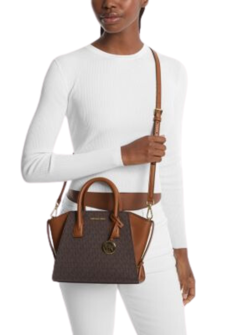 Michael Kors Avril Satchel Bag Small Logo In Brown 35F4G4VS1B