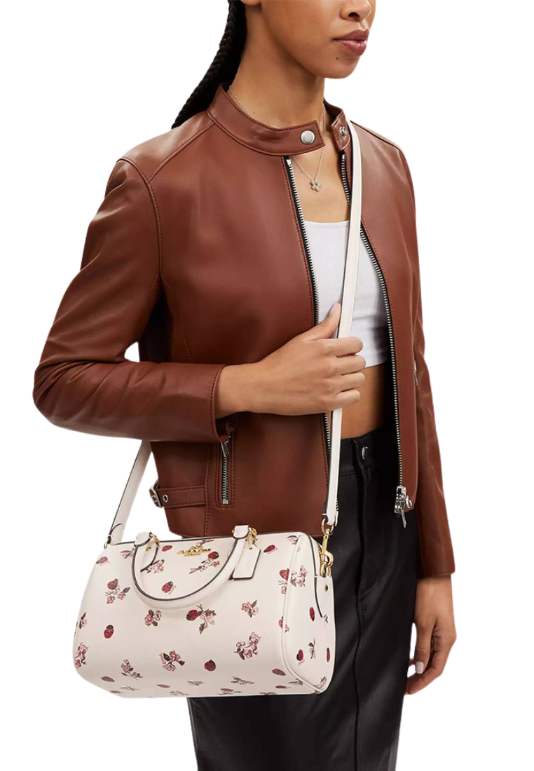 Coach Rowan Satchel Bag With Lady Bug Floral Print In Chalk Multi CU272