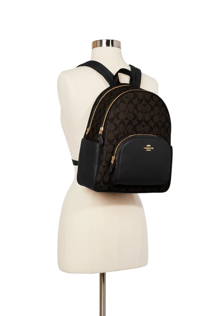 ( PREORDER ) Coach Court
 Backpack Signature Canvas In Brown Black 5671