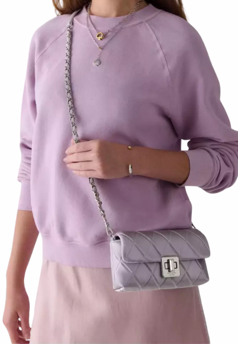 Kate Spade Carey Quilted Satin Mini Crossbody Bag In Gravel Grey KN186