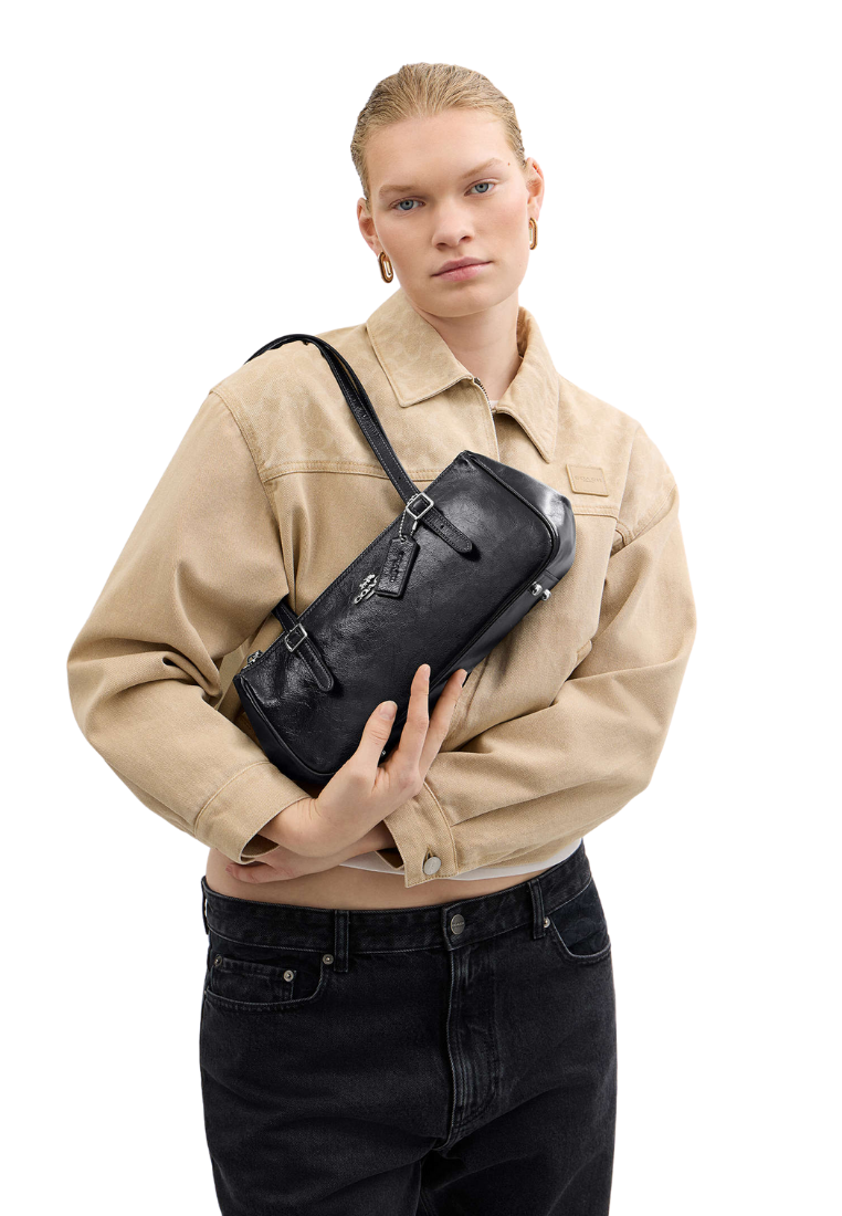 ( PREORDER ) Coach Asher Shoulder Bag In Silver Black CBJ05