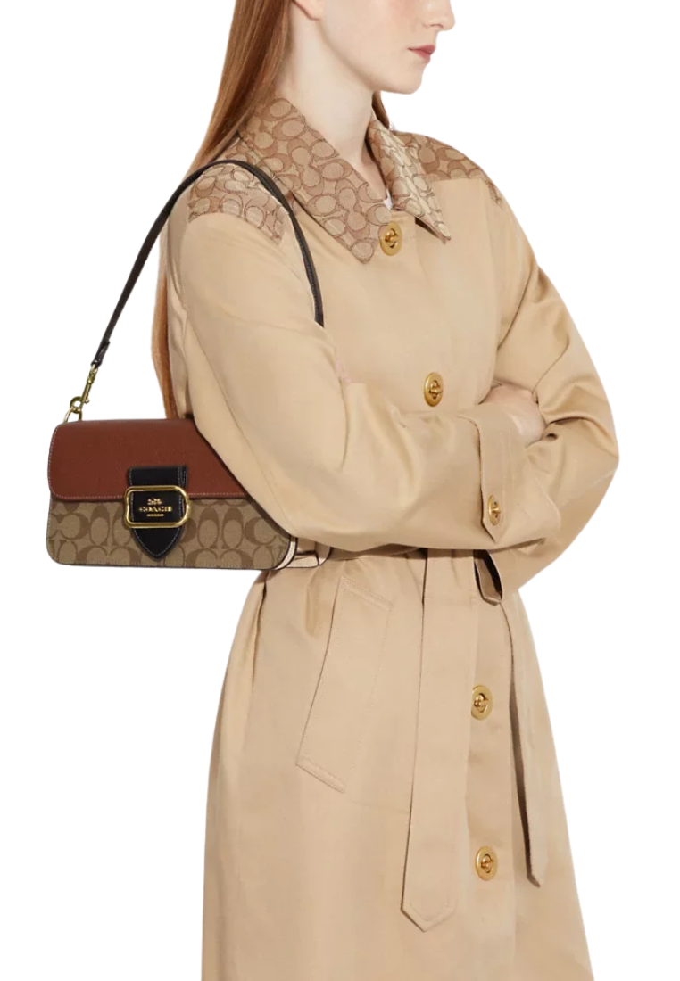 Coach Morgan CE560 Shoulder Bag In Colorblock Signature Canvas In Khaki Multi