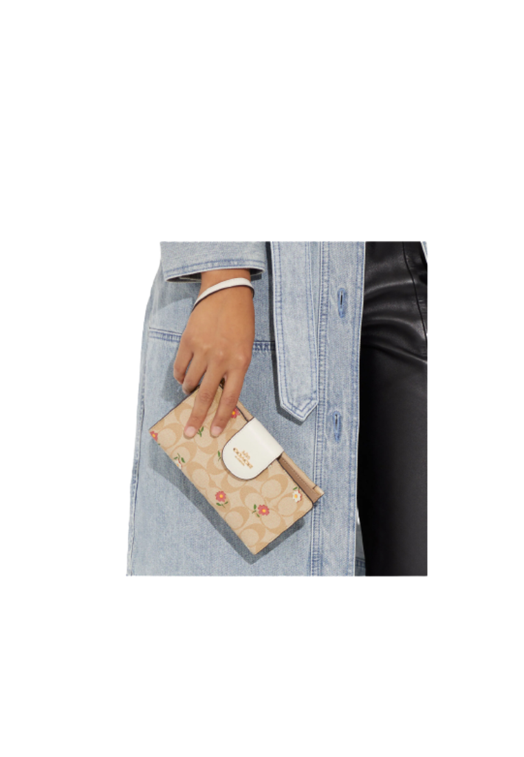 Coach Tech Wallet CH476 In Signature Canvas With Nostalgic Ditsy Print In Light Khaki Multi