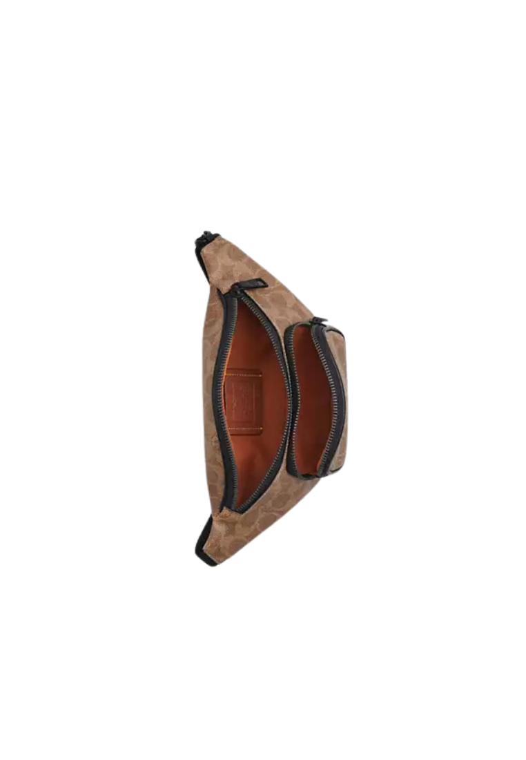 Coach Travis 30 Belt Bag In Signature Canvas In Tan Black CET88