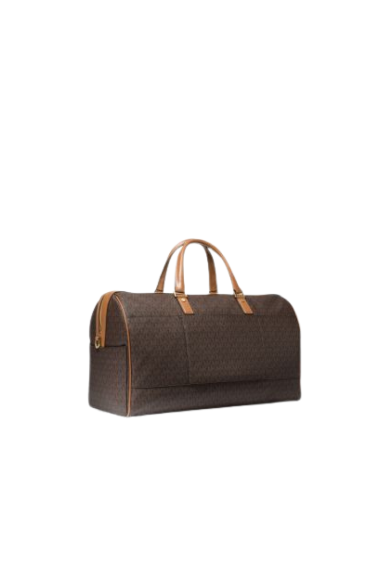 ( PREORDER ) Michael Kors Bedford Travel Extra-Large Signature Logo Stripe Weekender Bag In Brown Acorn 30F9G07U4B