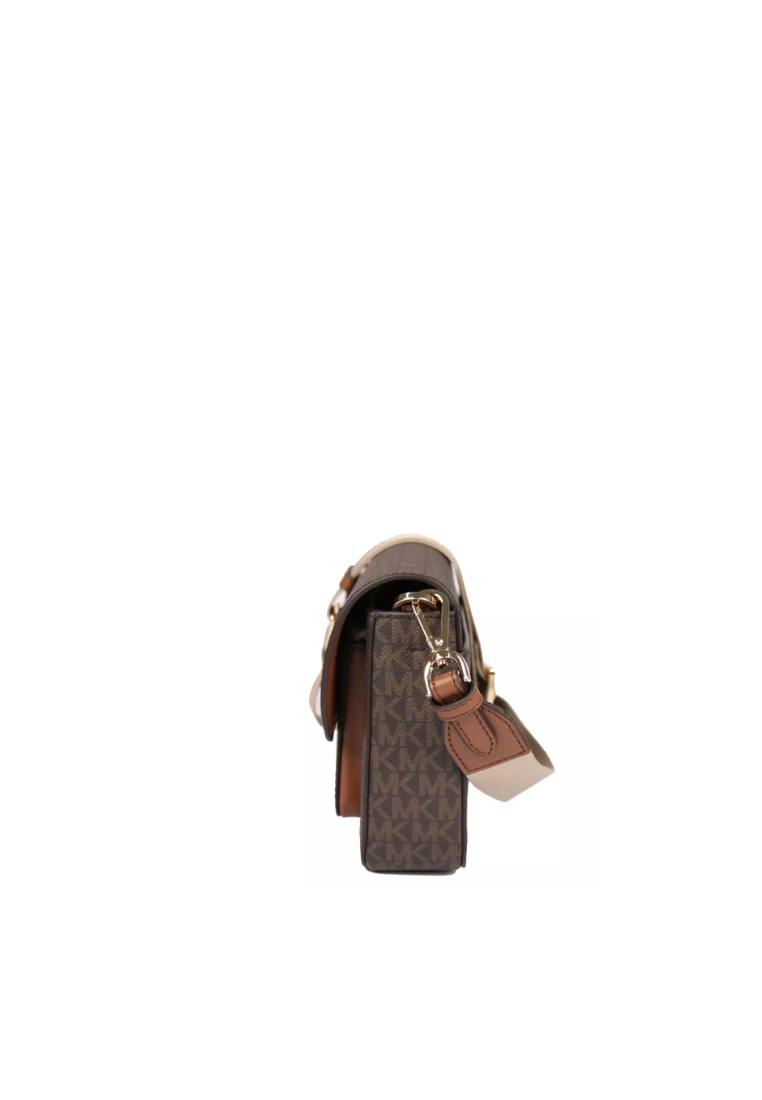 Michael Kors Signature Medium Sloan Editor 35T2GS9M2B Flap Messenger Crossbody Bag In Brown Acorn