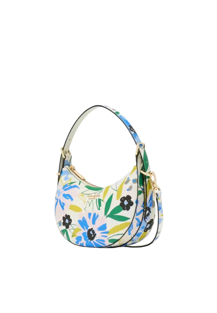 ( PREORDER ) Kate Spade Madison Floral Crescent Shoulder Bag In Cream Multi KK964