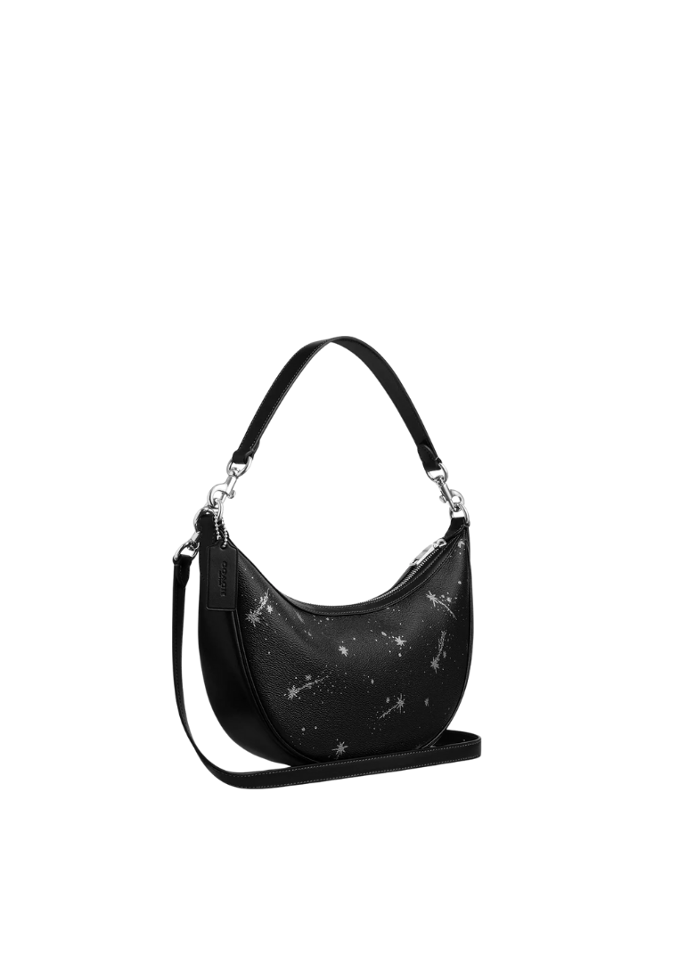 ( PREORDER ) Coach Aria With Star Print Shoulder Bag In Novelty Leather Silver CCL25