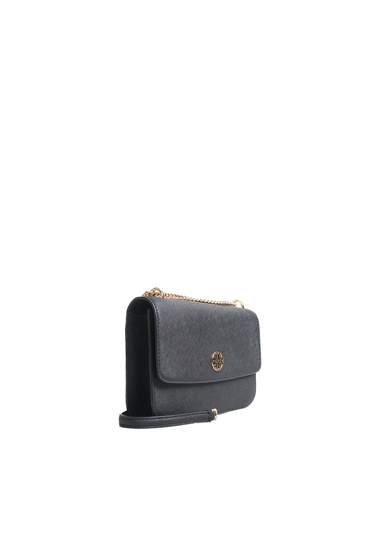 Tory Burch Emerson Saffiano Leather Shoulder Bag In Black 159585