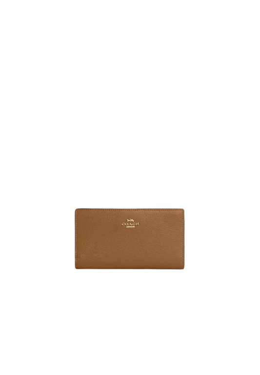 Coach Slim Zip Wallet In Light Saddle CK444