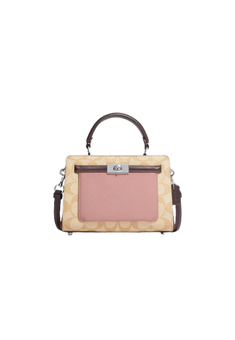 Coach Mini Lane Crossbody Bag Top Handle In Light Khaki/Light Pink Multi C8318