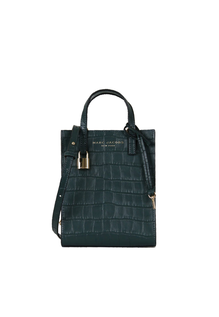 Marc Jacobs Micro Grind Tote Bag Crossgrain Leather In Kombu Green H017L01RE22