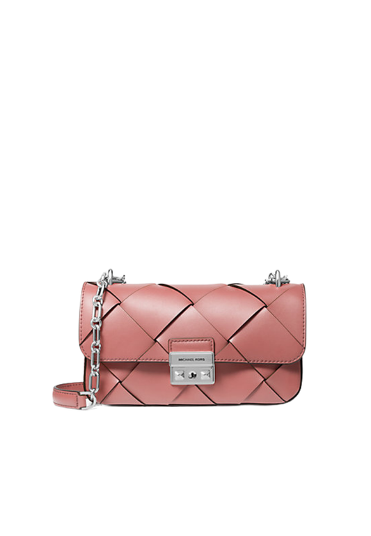 ( PREORDER ) Michael Kors Tribeca Small Woven Leather Shoulder bag In Rose 30S5S2RL5L