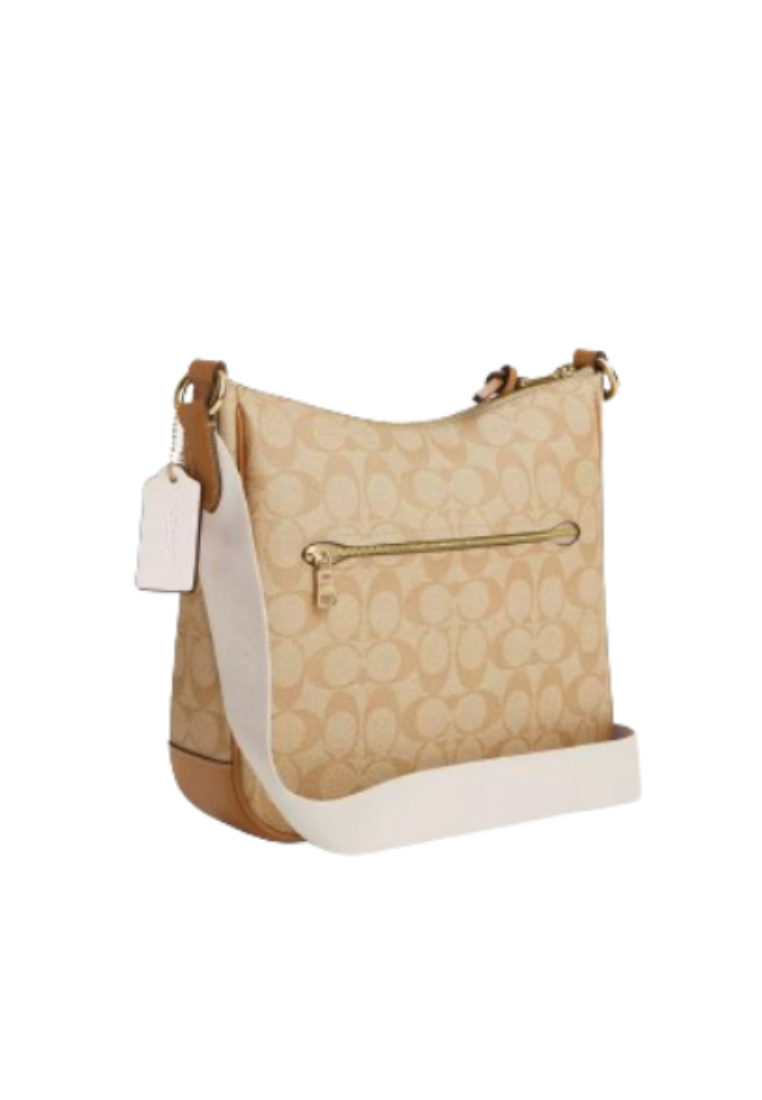 Coach Ellie Crossbody Bag In Signature Canvas With Stripe In Light Khaki Chalk CR124