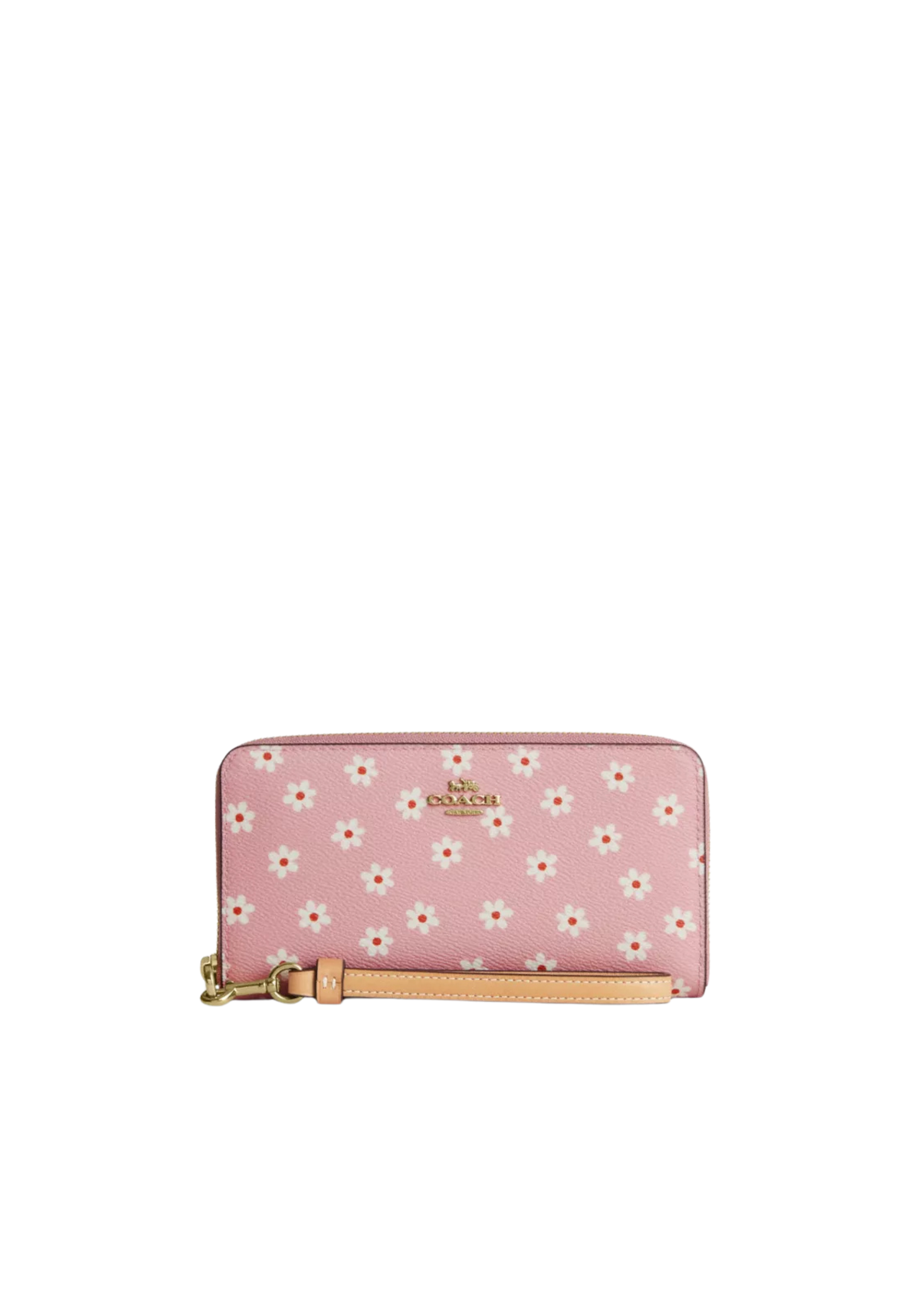 Coach Long Zip Around Wallet With Floral Print In Pink Multicolour CFD93
