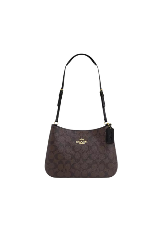 Coach Penelope Shoulder Bag Signature Canvas In Brown Black CO953