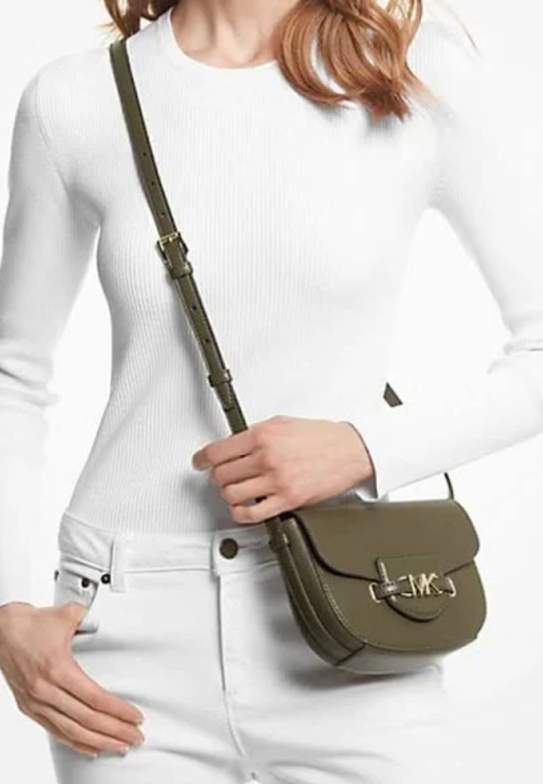 Michael Kors Reed Small Logo Crossbody Bag Pebbled Leather In Olive 35F3G6RC1T