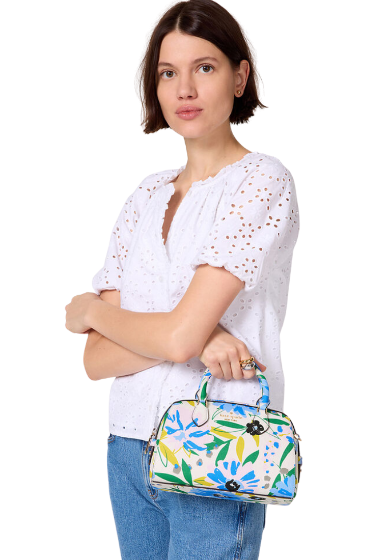 ( PREORDER ) Kate Spade Madison Floral Small Dolly Duffle In Cream Multi KK968