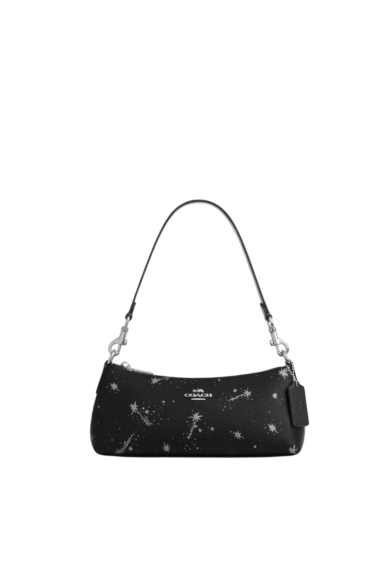 ( PREORDER ) Coach Charlotte With Star Print Shoulder Bag In Novelty Leather Silver CCL41
