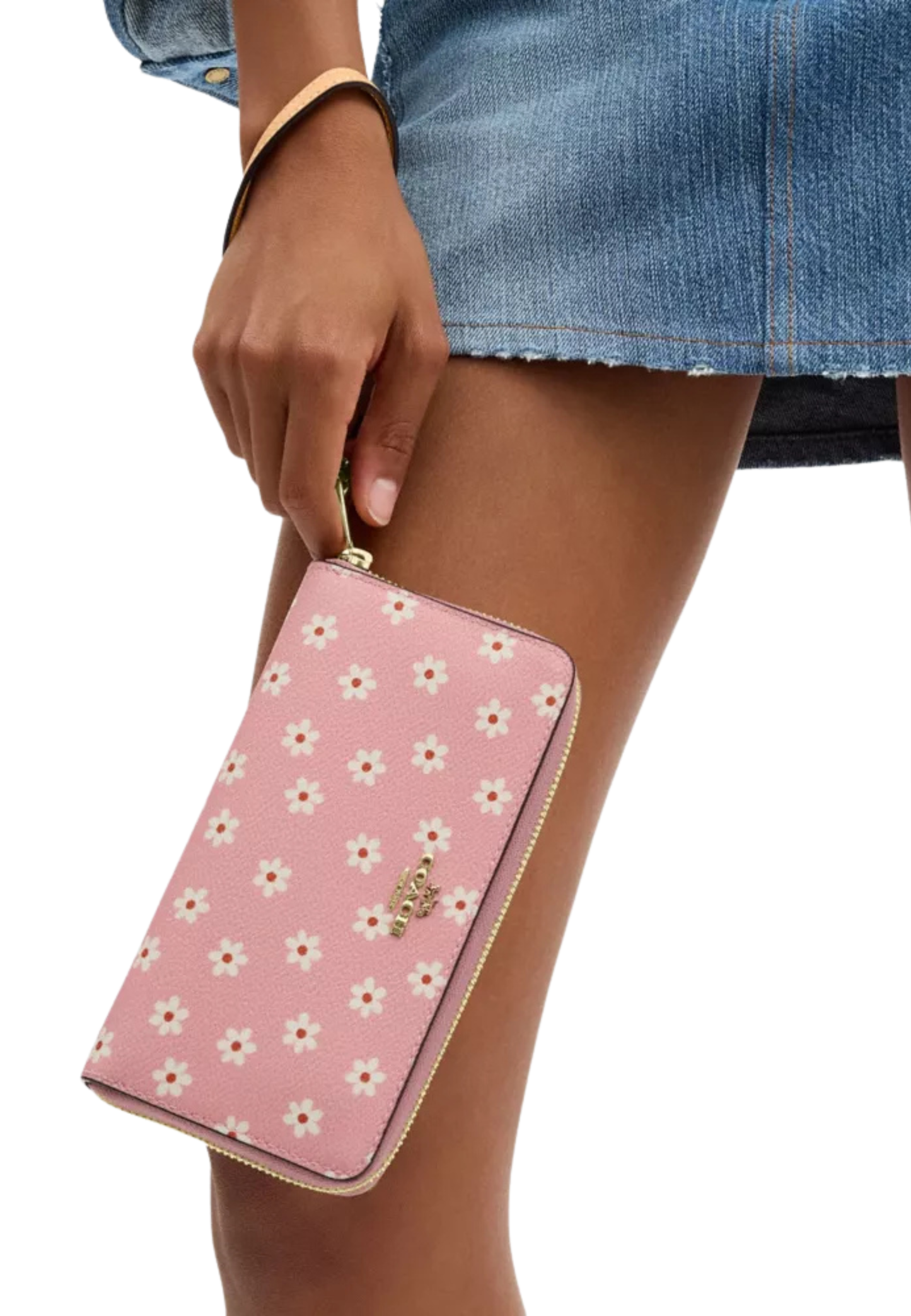 Coach Long Zip Around Wallet With Floral Print In Pink Multicolour CFD93