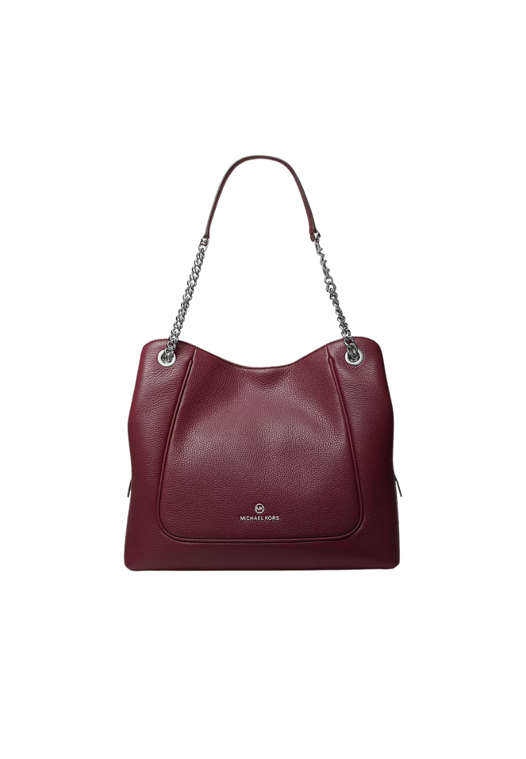 ( PREORDER ) Michael Kors Piper Large Pebbled Leather Shoulder bag In Merlot 30F2SP1E3L