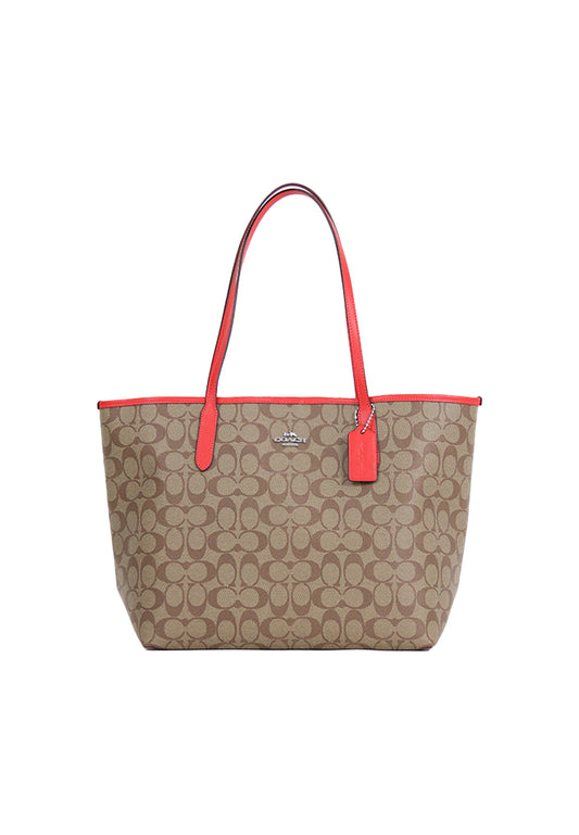 Coach Signature Canvas City Tote Bag In Miami Red CR5696