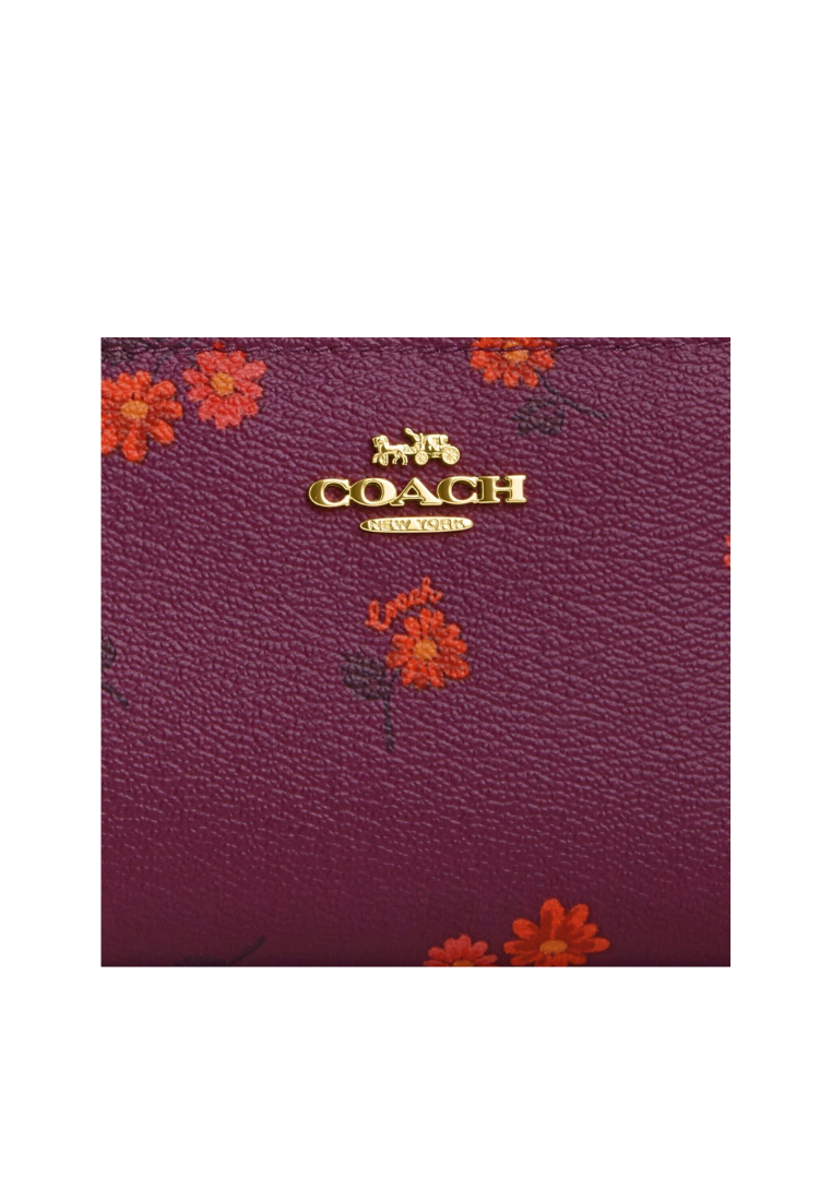 Coach Bifold Wallet With Country Floral Print In Deep Berry Multi CM853