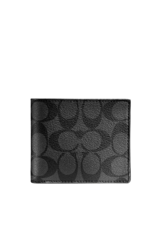 Coach 3 In 1 Wallet Signature Canvas In Charcoal Black 74993