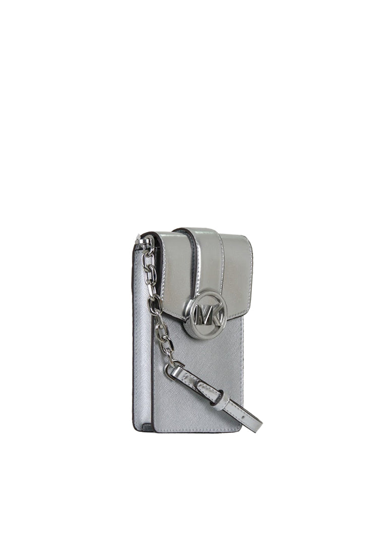 Michael Kors Carmen Small Crossbody Bag NS Phone In Silver 35H3SNMC5M