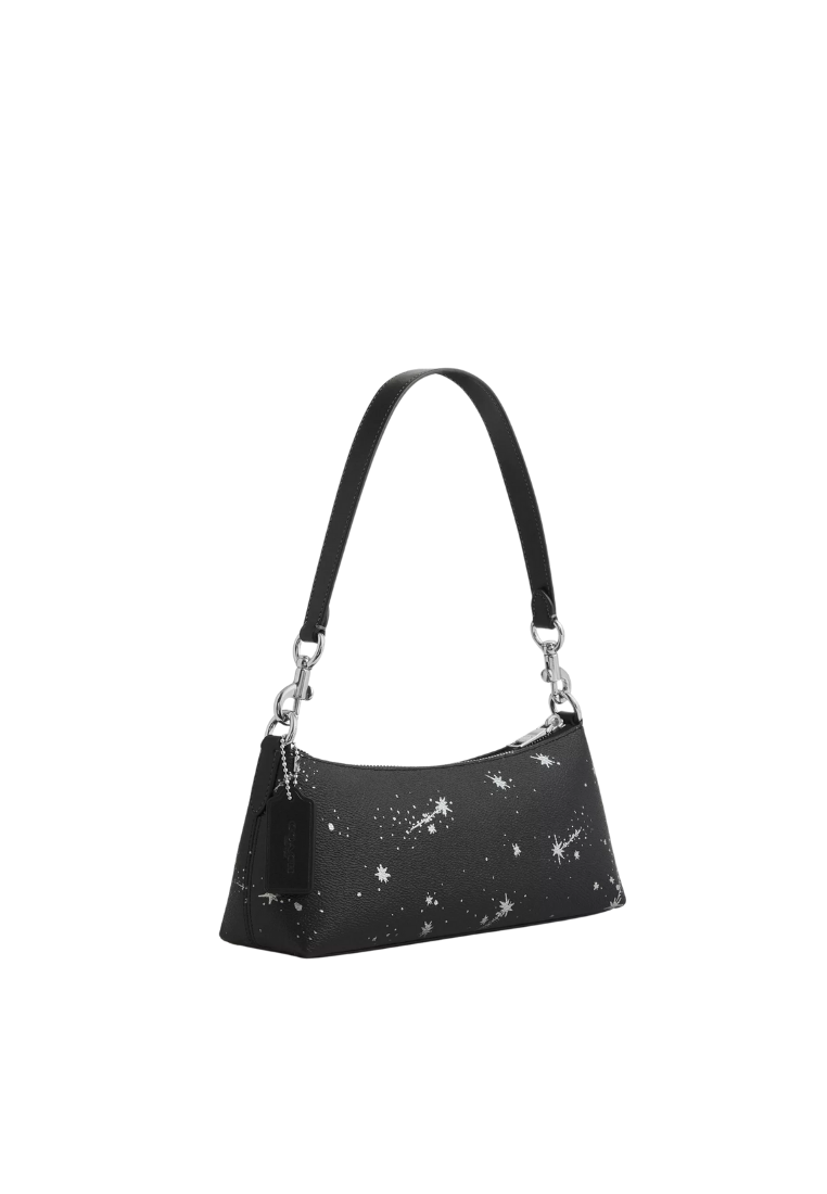 ( PREORDER ) Coach Charlotte With Star Print Shoulder Bag In Novelty Leather Silver CCL41