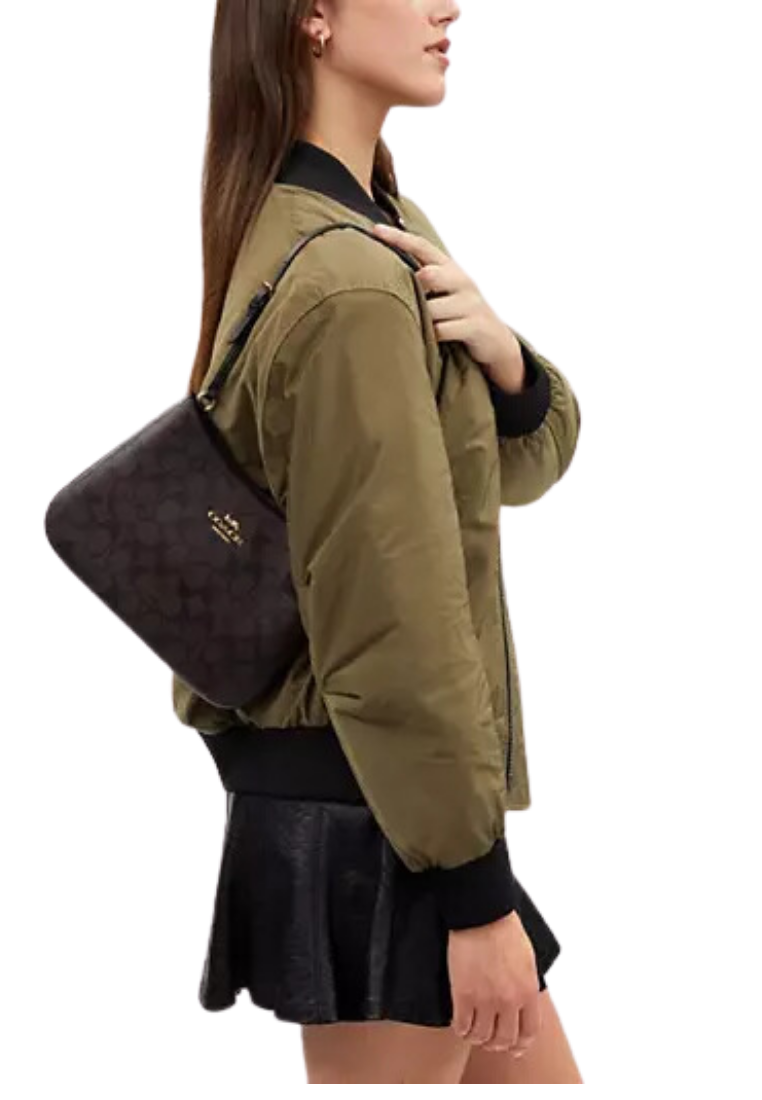 Coach Penelope Shoulder Bag Signature Canvas In Brown Black CO953