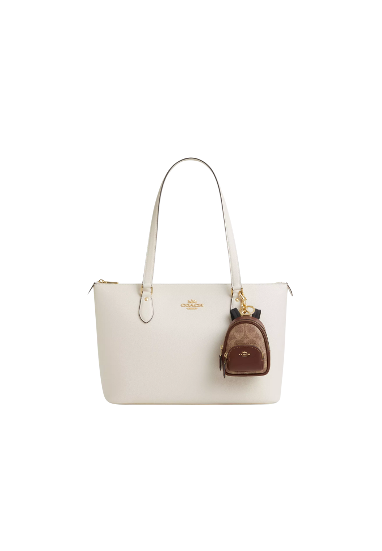 ( PREORDER ) Coach Mini Court Backpack In Signature Canvas Charm In Gold Tan Brown CX066
