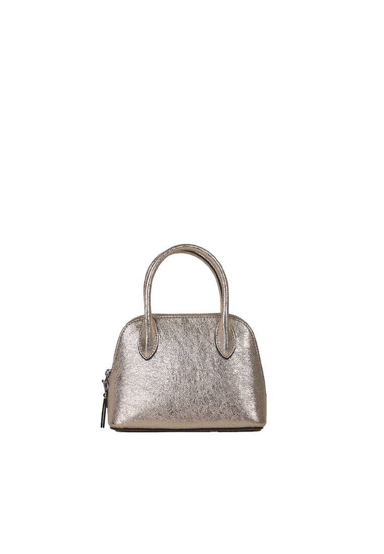 Tory Burch Emerson Metallic Mini Dome Satchel Bag In White Gold 159519