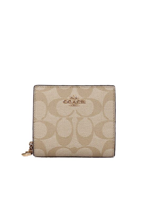 Coach Signature Snap C3309 Billfold Wallet In Khaki Light
