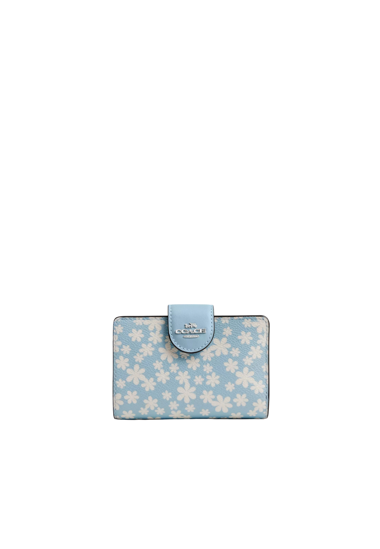 Coach Medium Corner Zip Wallet With Floral Print In Blue Multi CFA17