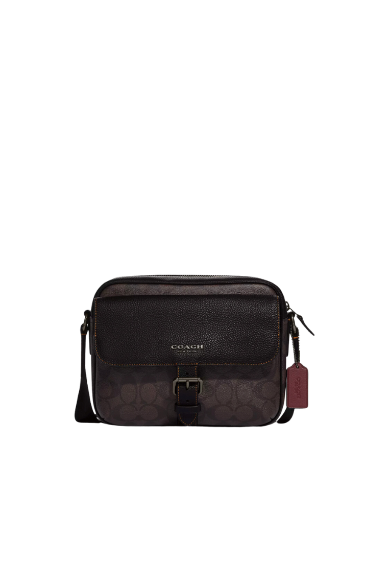 Coach Hudson Crossbody bag in Signature Canvas In Mahogany Black CR386
